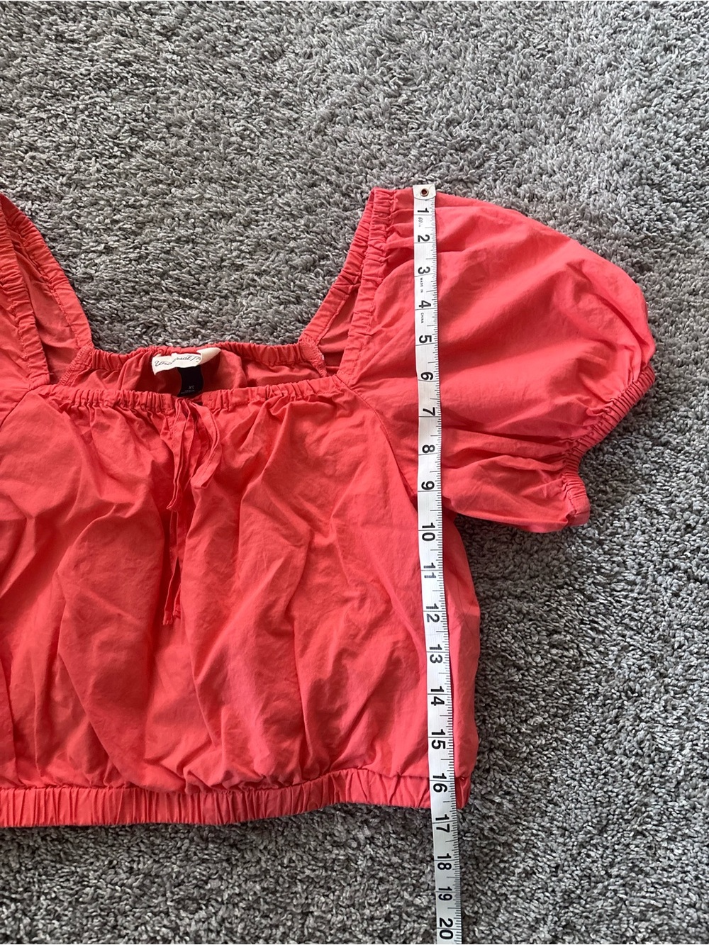 Universal Threads Coral/Orange Off-Shoulder Puff Sleeve Crop Top Womens Size XS - Picture 5 of 7